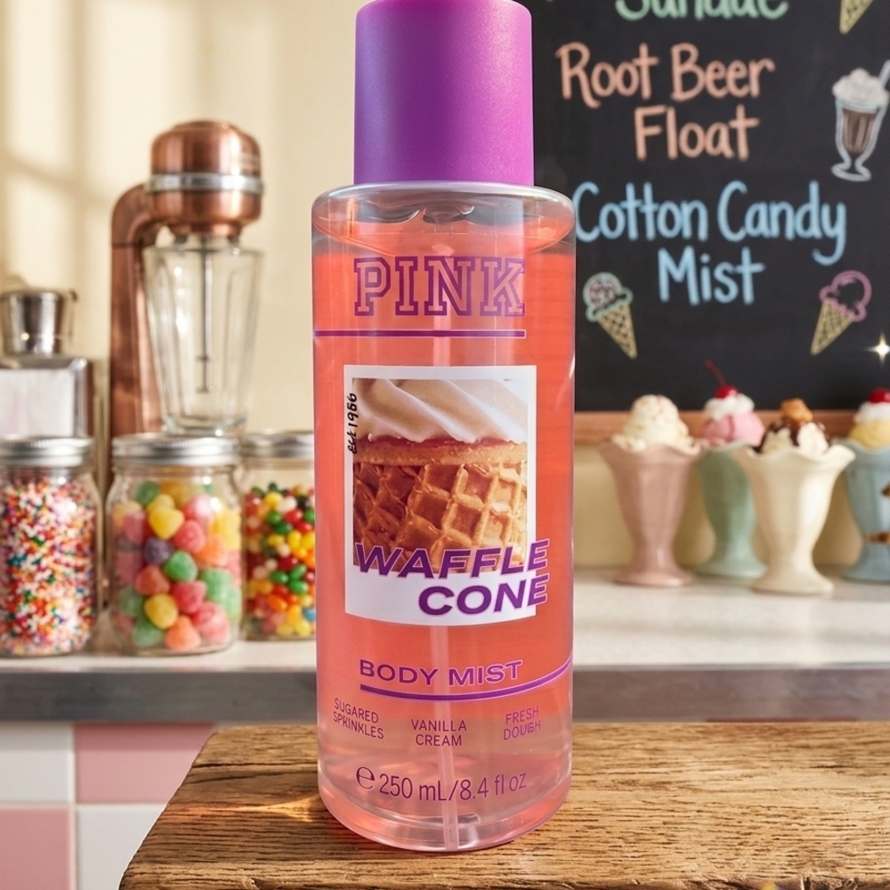PINK Victoria's Secret Waffle Cone Body Mist - Pink, Purple